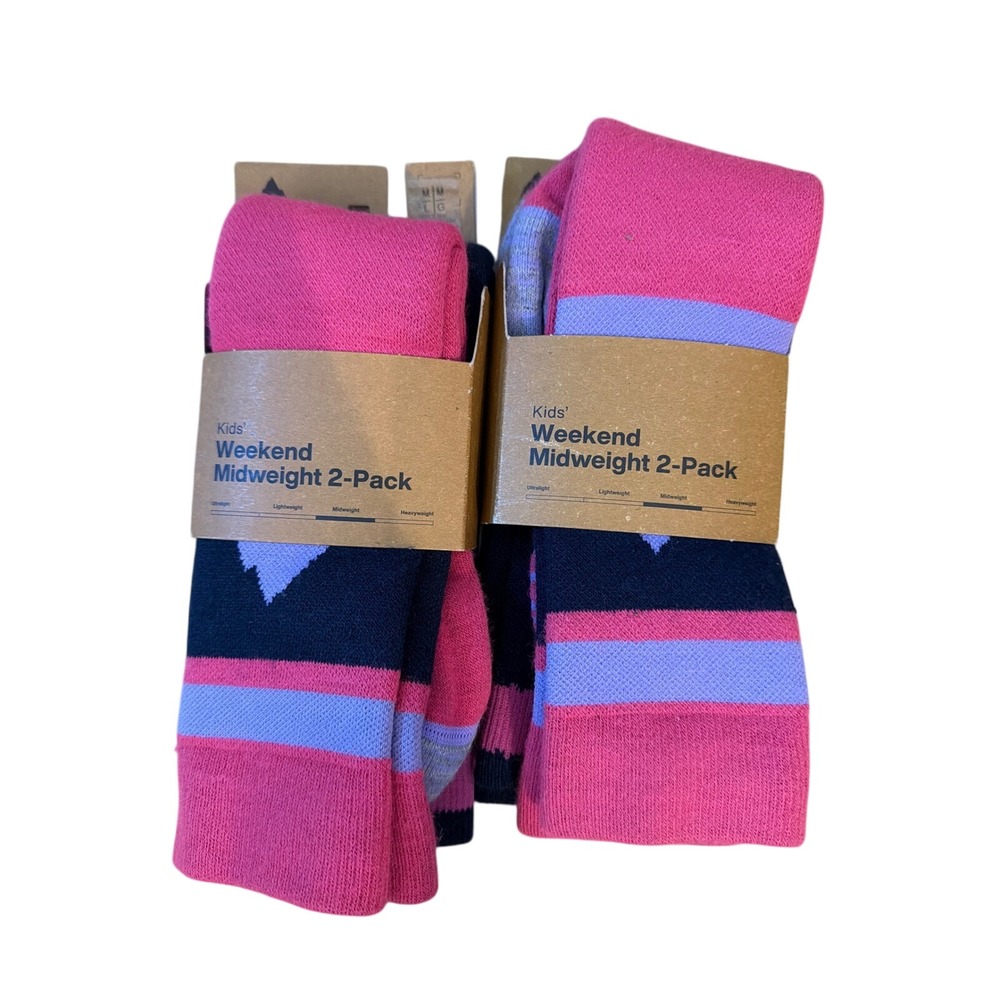 Burton Kids Weekend Midweight Socks 4 Pairs Fuchsia Fusion Pink Navy M/L New
